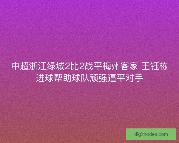 中超浙江绿城2比2战平梅州客家 王钰栋进球帮助球队顽强逼平对手